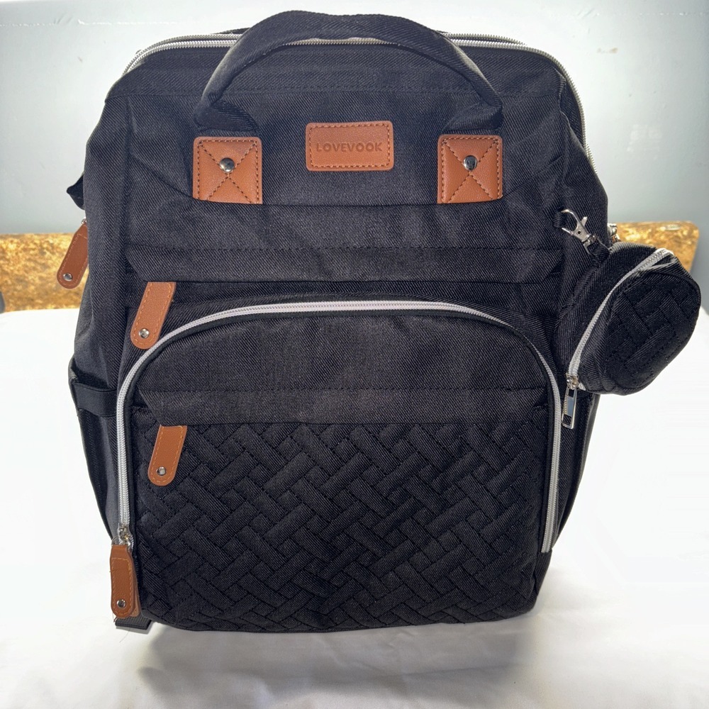 Black LOVEVOOK Diaper Bag‎ Backpack Waterproof Quilted Travel Nappy Bag
